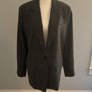 LOFT Black and Gray Checkered Blazer